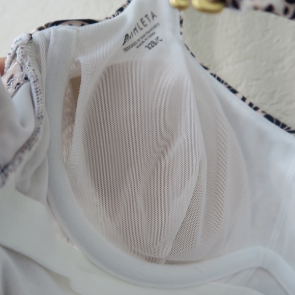 Athleta Aqualuxe Batik Floral Tankini Swim Top Bra-Sized Pool Resort Swimsuit - Picture 7 of 8